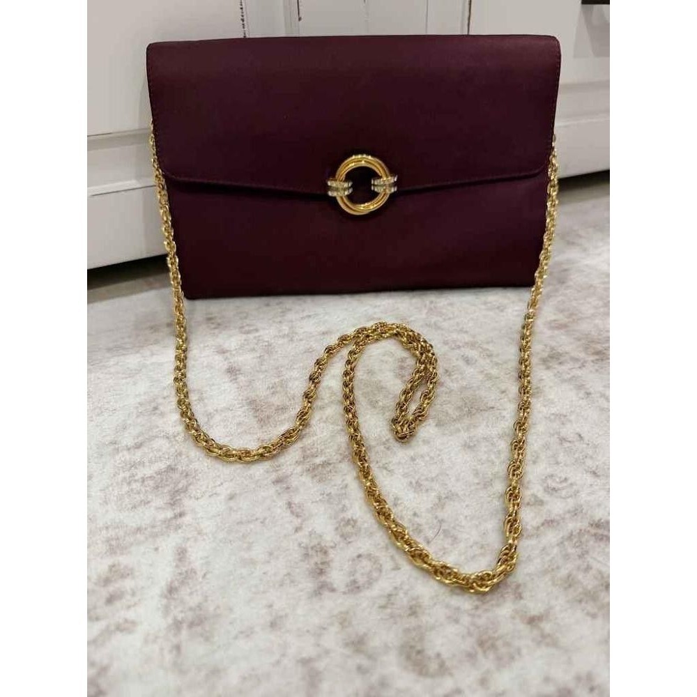 Vintage RODO Italy Burgundy Satin Evening Bag Clutch Rhinestone Gold Chain